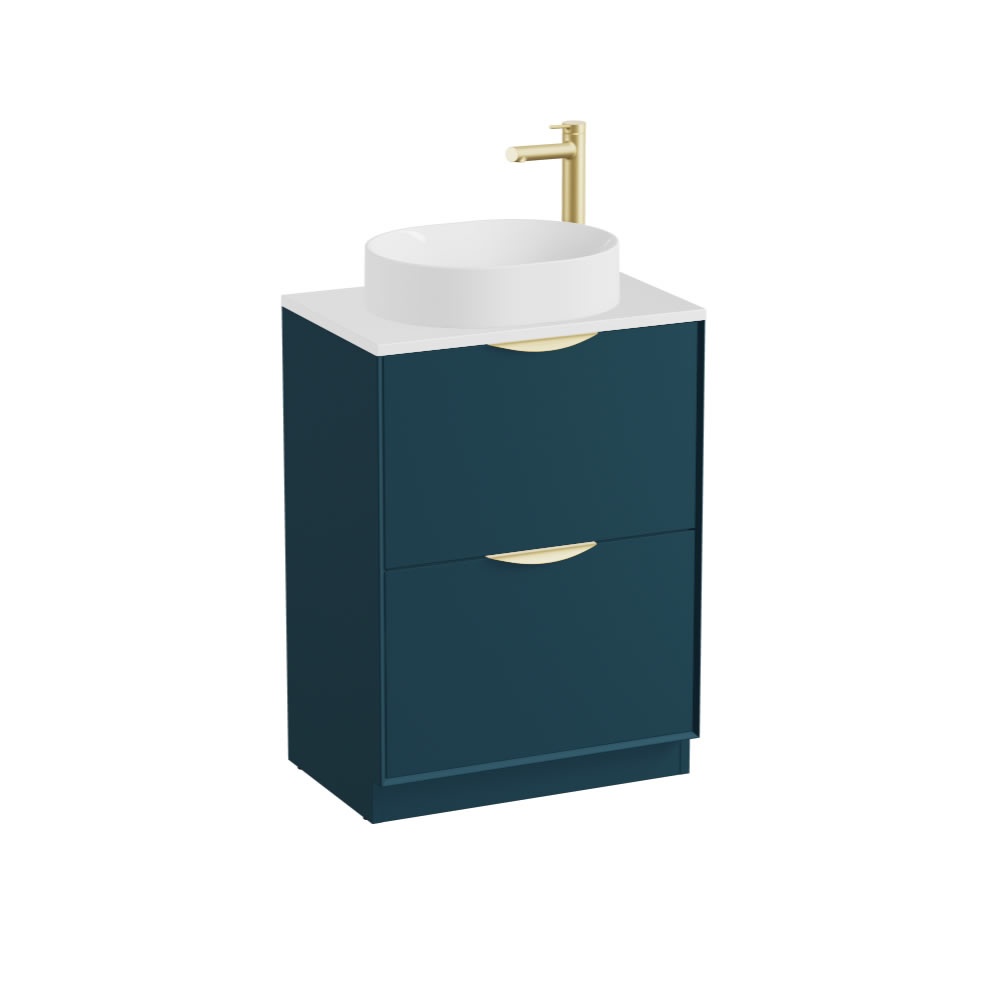 Vado Safari Smooth 600mm Atlantic Blue Floorstanding Vanity Unit & Gloss White Worktop